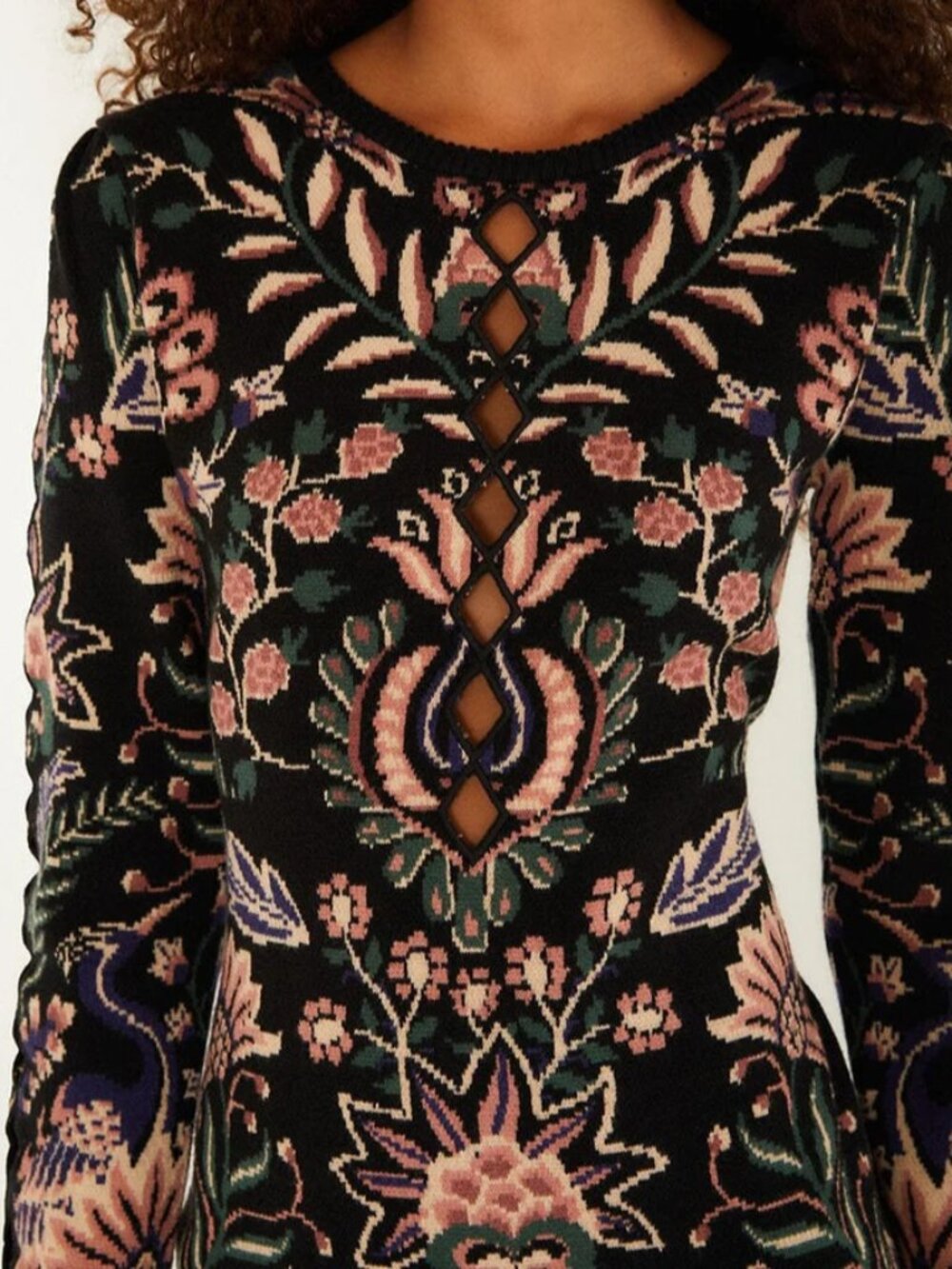 Farm Rio Marvelous Garden Knit Dress Black Floral Size M - Picture 8 of 12